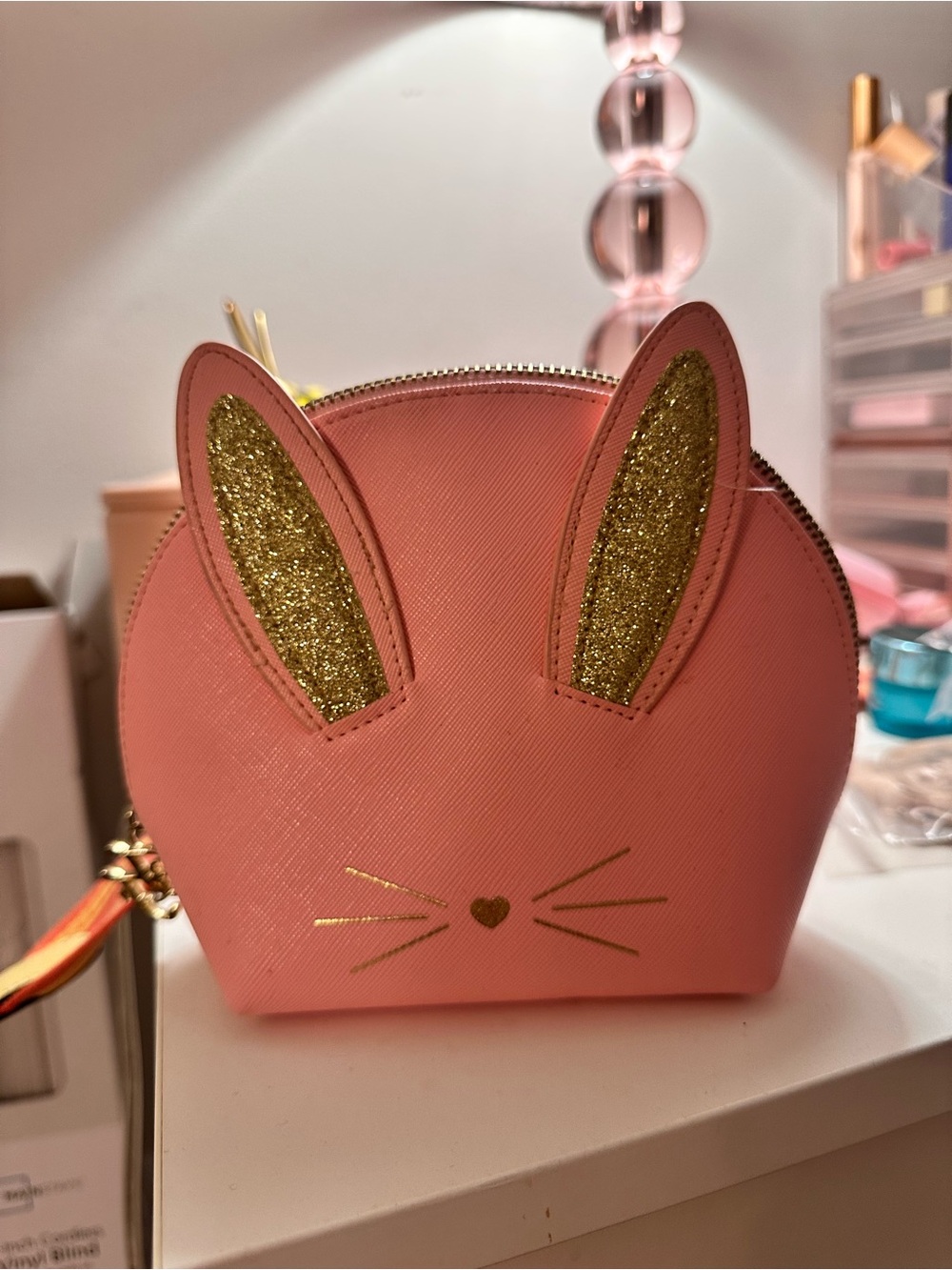 Too Faced “Be Cool, Not Cruel” Vintage Bunny Makeup Pouch - Pink/Coral